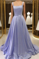 Spaghetti Straps Ball Gown Satin Semi Formal Prom Dresses